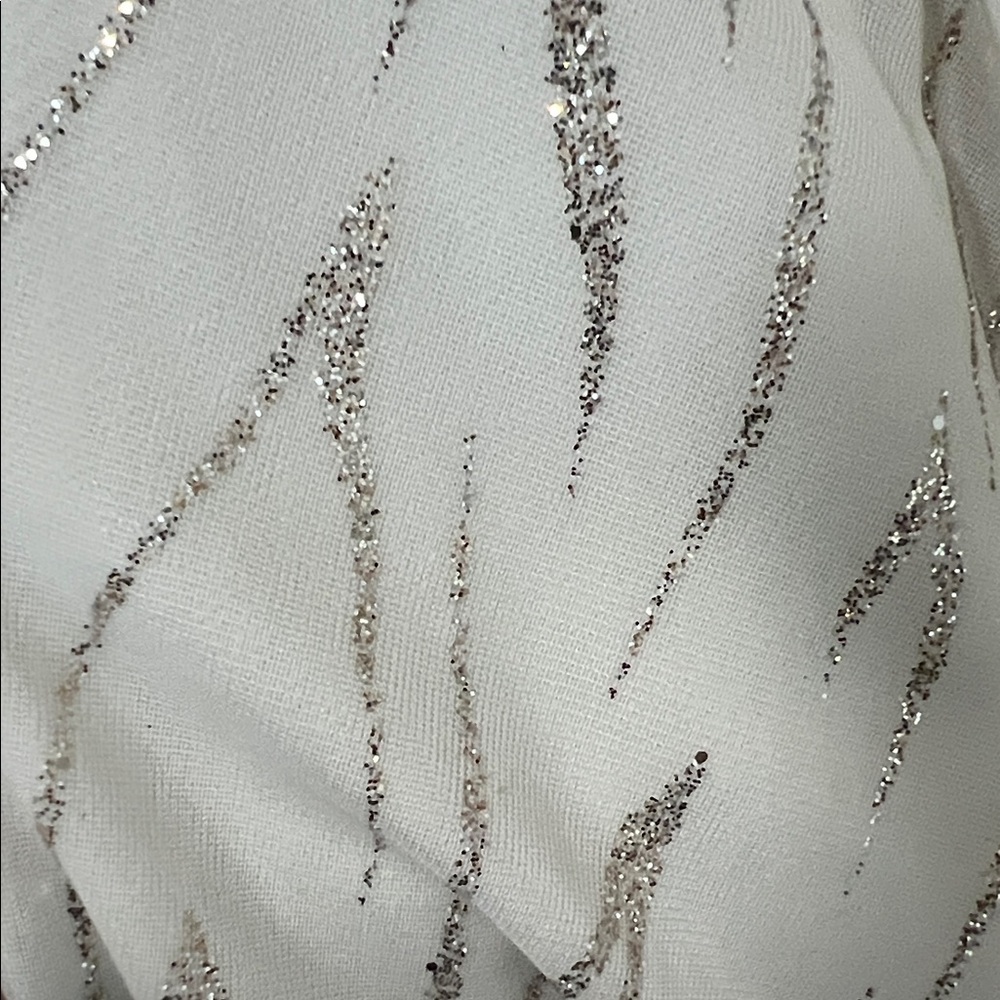 White Full Length Gown Silver Glitter Accents Sleeveless NWT Vintage Bridal 16W - Picture 5 of 16